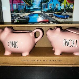 Pink Pig Creamer and Sugar Set Rae Dunn